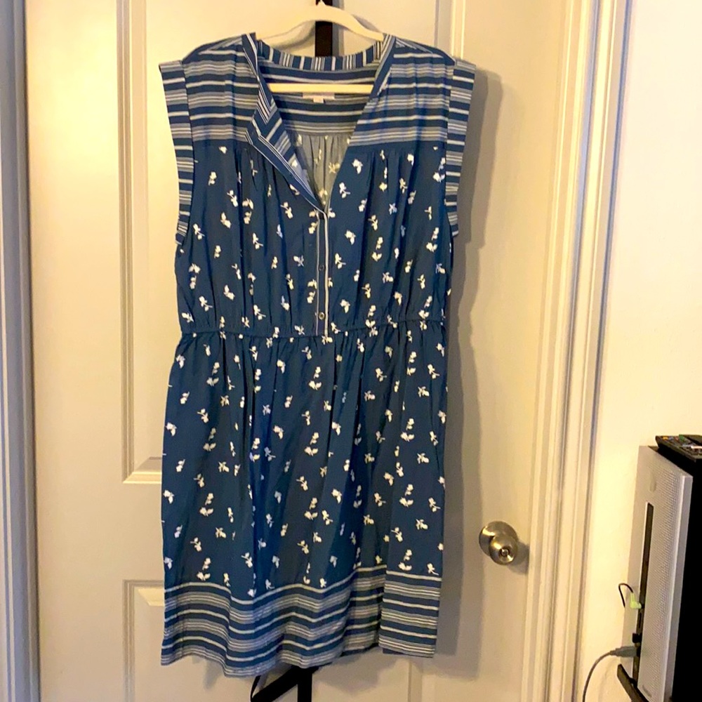 LOFT Blue and White Floral Dress